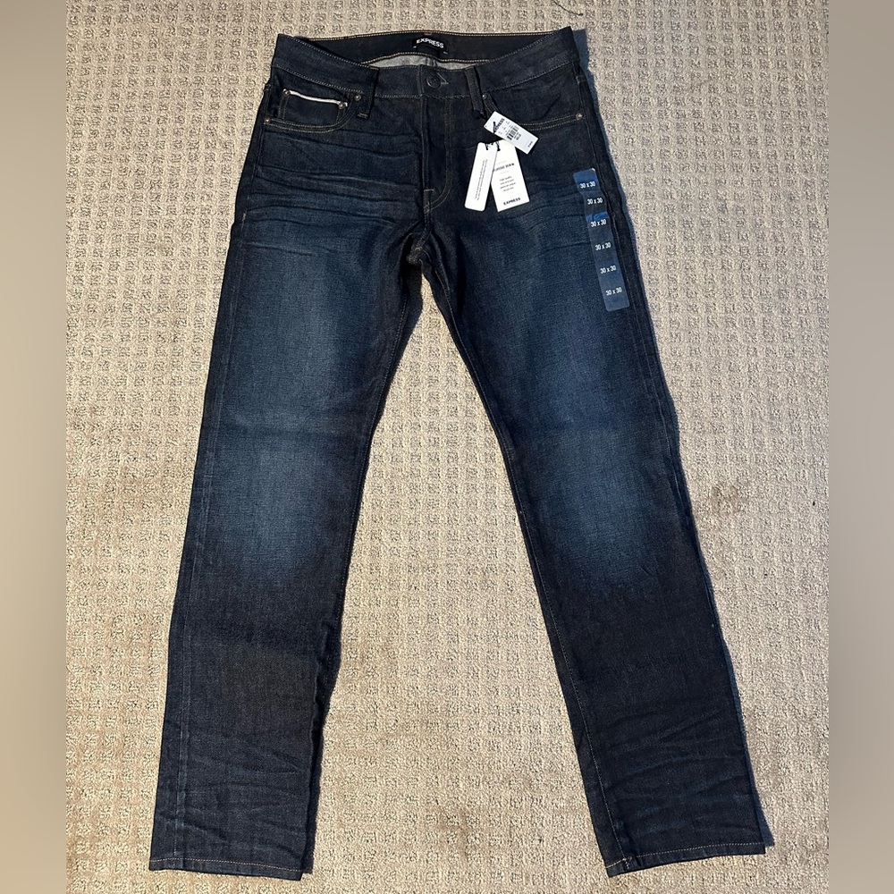 NEW Mens Express Selvedge Denim Jeans Slim Indigo Wash size 30x30
